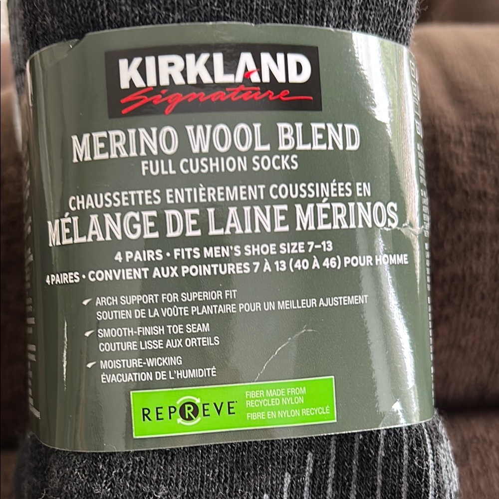 Kirkland Signature Merino Wool Blend Socks - Gray